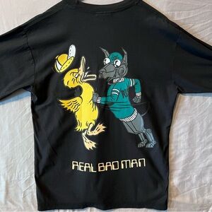 Real Bad Man Black Long Sleeve Shirt with Graphic on Back. Reversible. New Withi